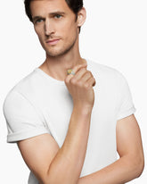 Water and Fire Duality Signet Ring in Sterling Silver with 18K Yellow Gold, 20mm